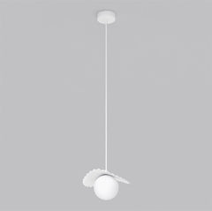 Suspension Flora blanche, verre blanc
