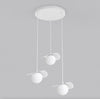 Suspension Flora 3 lumières blanche, verre blanc