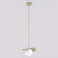 Suspension Flora beige, verre blanc