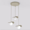 Suspension Flora 3 lumières beige, verre blanc