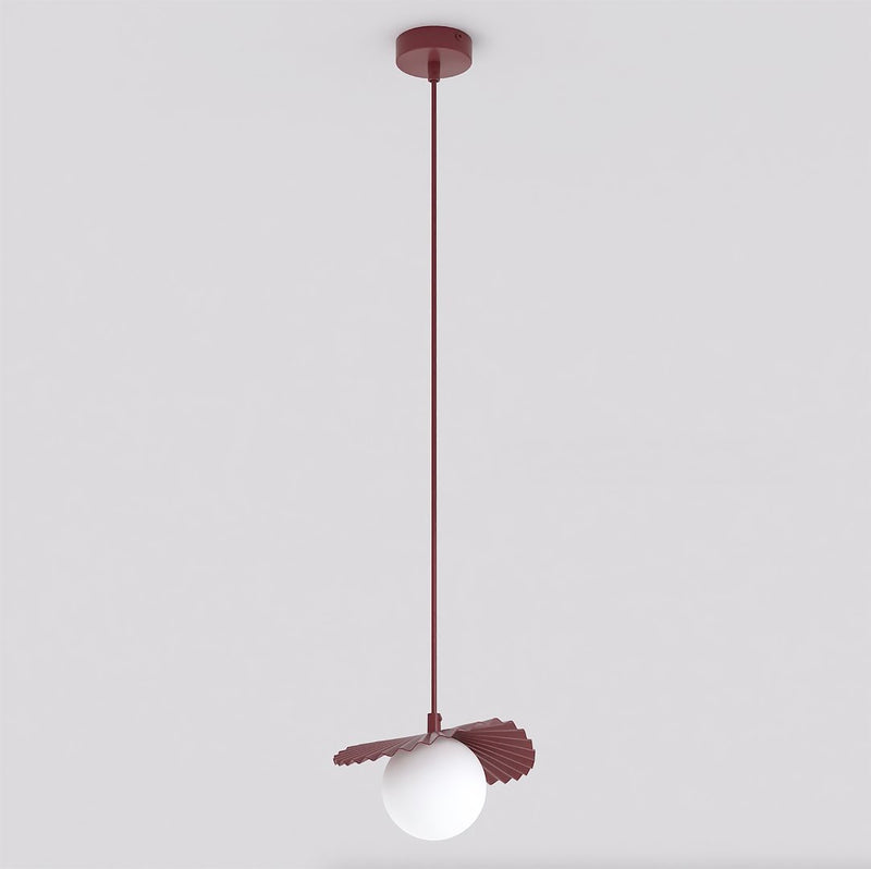Suspension Flora bordeaux, verre blanc