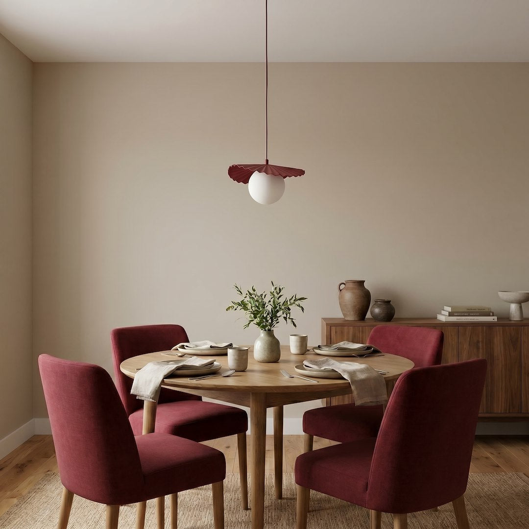 Suspension Flora bordeaux, verre blanc