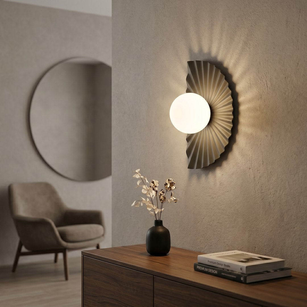 Applique murale Flora noire, verre blanc
