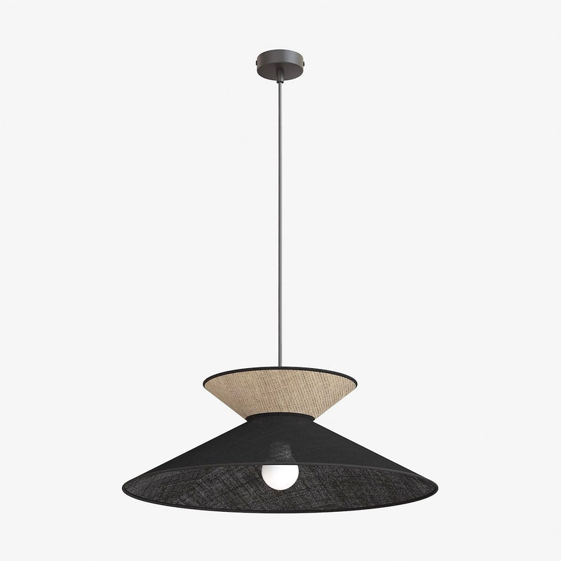 Suspension Softa noire, rotin noir et marron