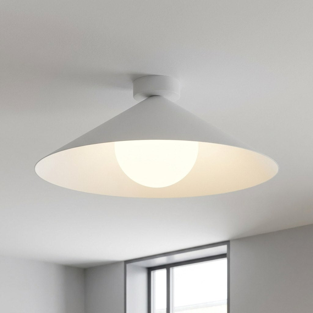 Plafonnier Mono blanc, verre blanc, H 40 cm
