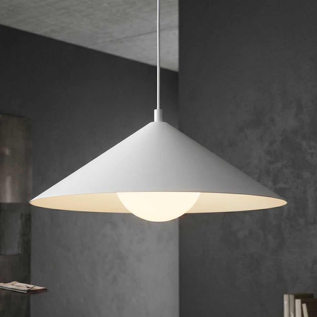 Suspension Mono blanche, verre blanc, H 40 cm