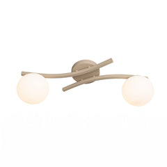 Plafonnier Opus 2 lumières beige, verre blanc