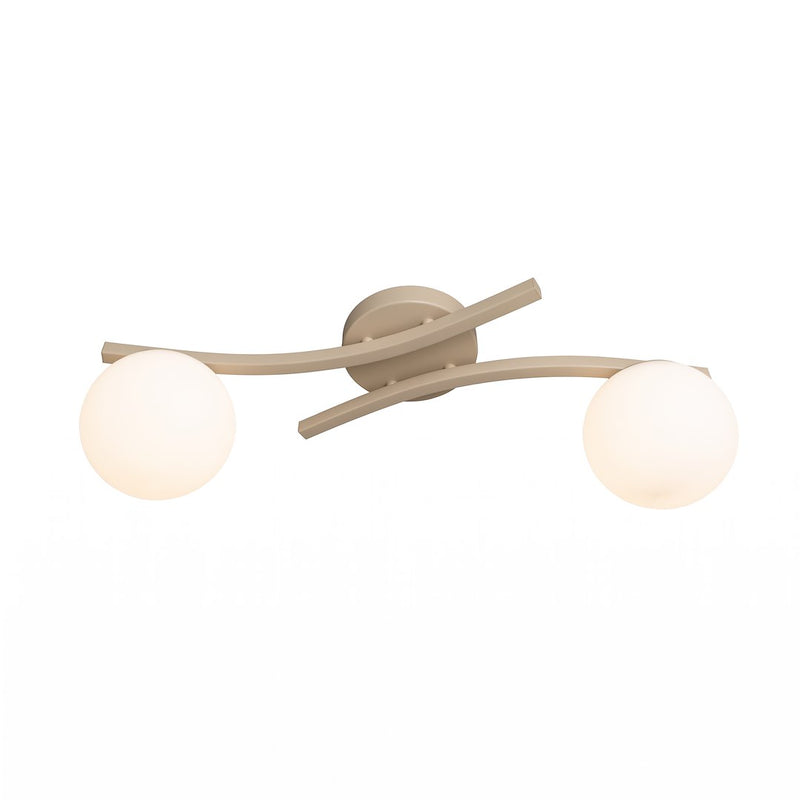 Plafonnier Opus 2 lumières beige, verre blanc