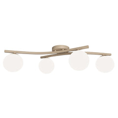 Plafonnier Opus 4 lumières beige, verre blanc