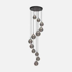 Hängeleuchte Glaskugeln schwarz Ø 60 cm, 12 LED-Leuchten | Bollique Constellation