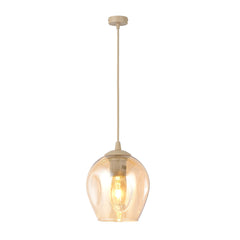 Suspension Istar beige, verre ambré