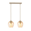 Suspension Istar 2 lumières beige, verre ambré