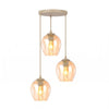 Suspension Istar 3 lumières beige, verre ambré, H 40 cm