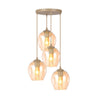 Suspension Istar 4 lumières beige, verre ambré