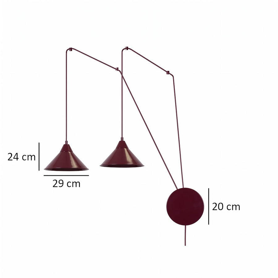 Schéma de dimensions du luminaire avec hauteur 24 cm, largeur 29 cm et base 20 cm.