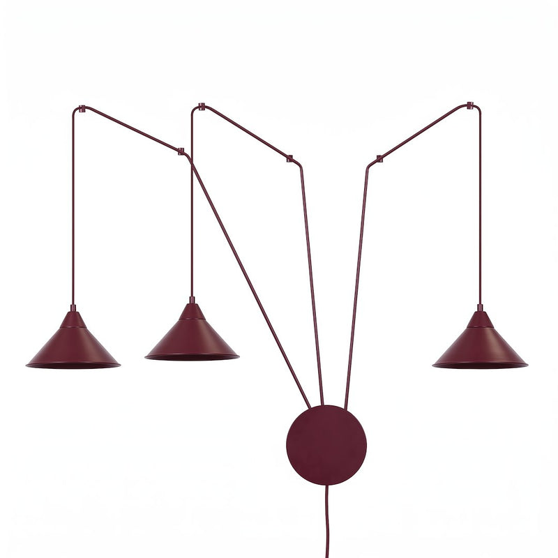 Suspension Abramo 3 lumières bordeaux