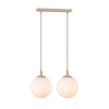 Suspension Cosmo 2 lumières beige, verre blanc