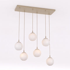 Suspension Cosmo 6 lumières beige, verre blanc