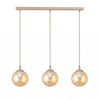 Suspension Cosmo 3 lumières beige, verre ambré, H 14 cm