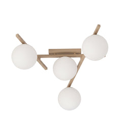 Plafonnier Smart 4 lumières beige, verre blanc