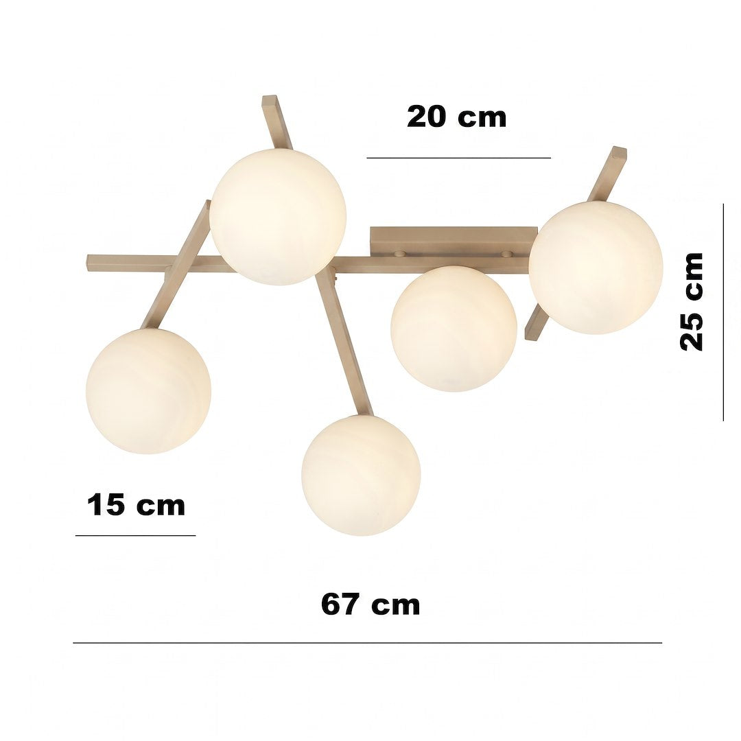 Schéma coté du plafonnier avec largeur 67 cm et hauteur 25 cm