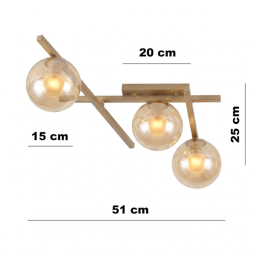 Schéma coté du plafonnier avec dimensions 51 cm, 25 cm, 20 cm et 15 cm.
