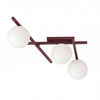 Plafonnier Smart 3 lumières bordeaux, verre blanc