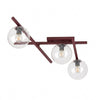 Plafonnier Smart 3 lumières bordeaux, verre transparent