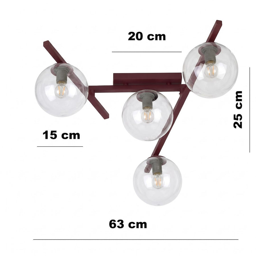 Schéma de dimensions du plafonnier avec mesures 20, 15, 25 et 63 cm.