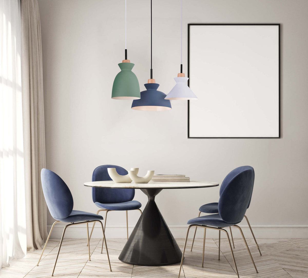 Suspension ZAMBELIS D280 E27 DESIGN Bleu Mat Sans Source 180067