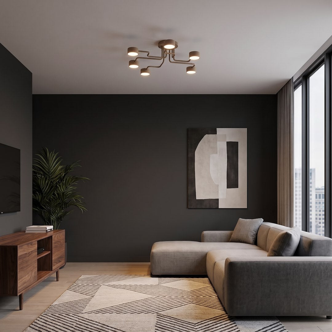 Plafonnier Kurage 6 lumières beige