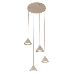 Suspension Elit 4 lumières beige, H 30 cm