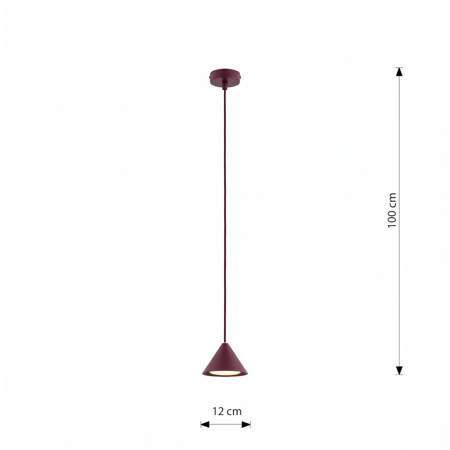 Schéma de dimensions : hauteur totale 100 cm et diamètre abat-jour 12 cm