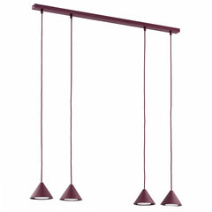 Suspension Elit 4 lumières bordeaux, H 12 cm