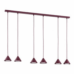 Suspension Elit 6 lumières bordeaux