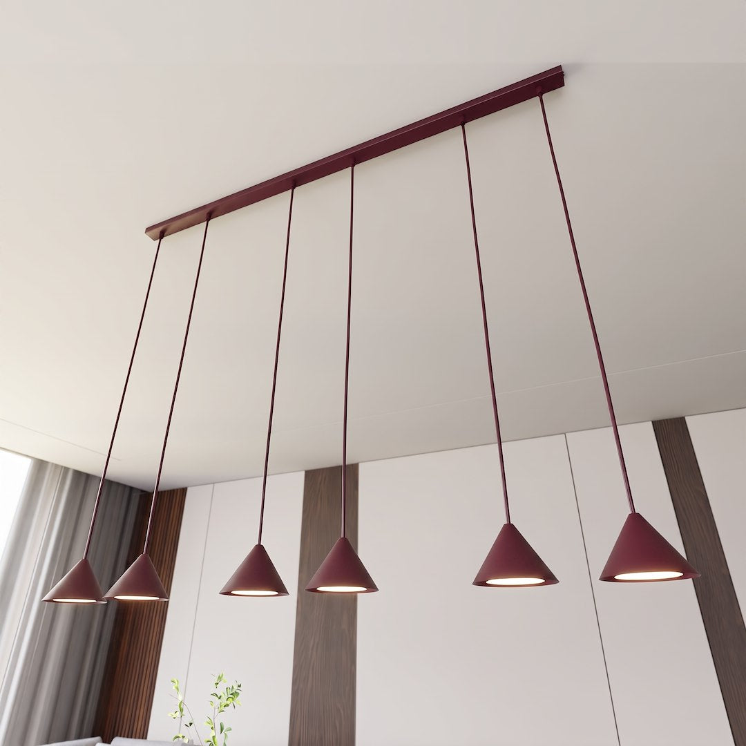 Suspension Elit 6 lumières bordeaux