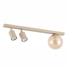 Plafonnier Baster 3 lumières beige, verre ambré