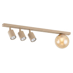 Plafonnier Baster 4 lumières beige, verre ambré