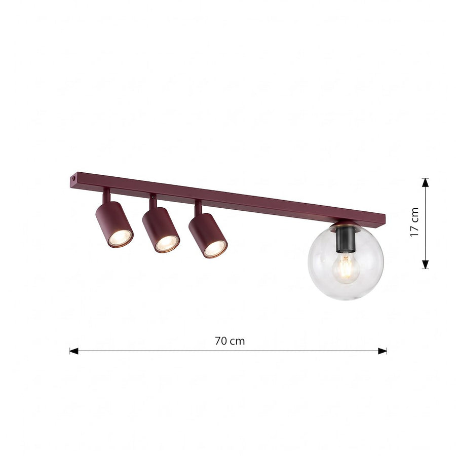 Schéma coté indiquant 70 cm de large et 17 cm de hauteur