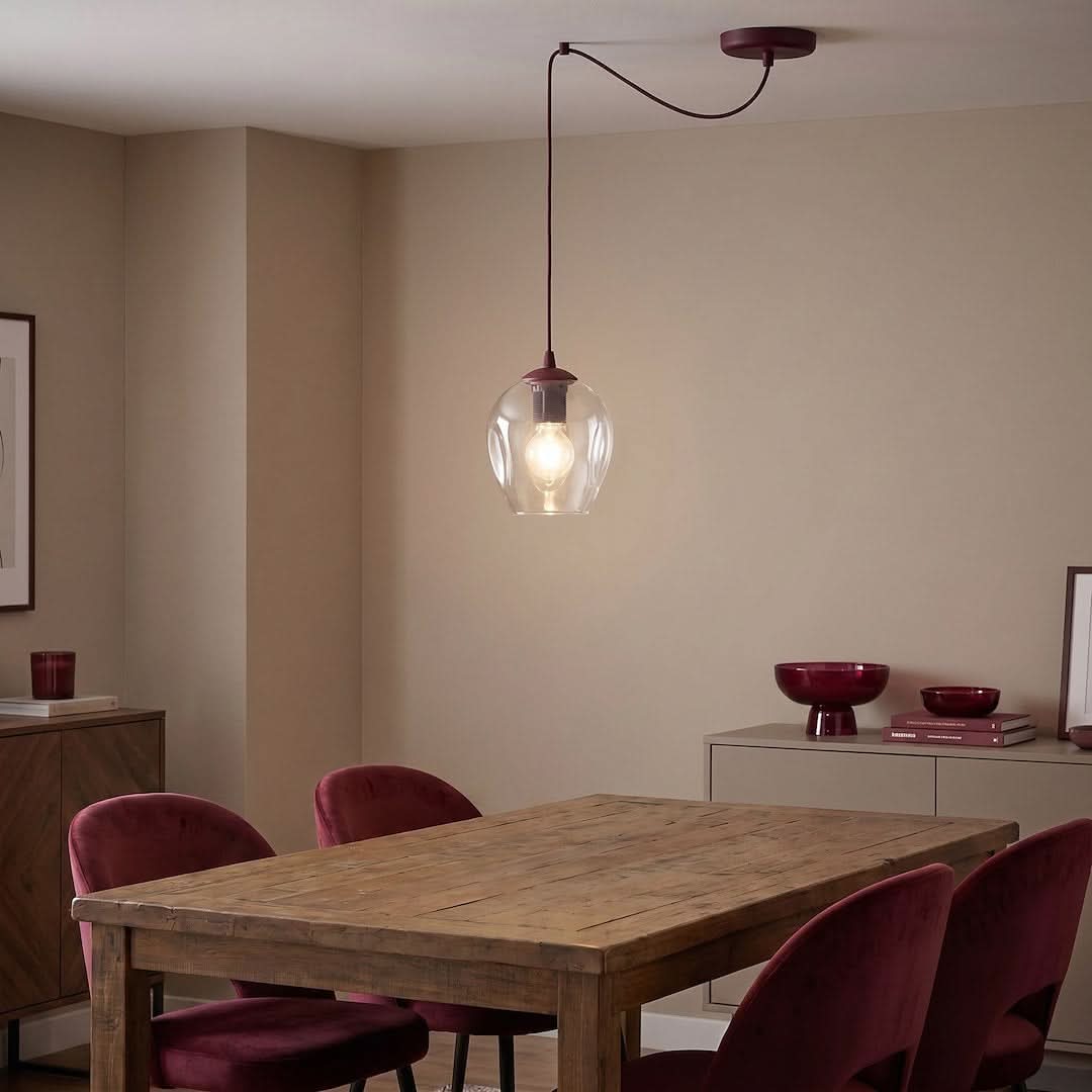 Suspension Level bordeaux, verre transparent