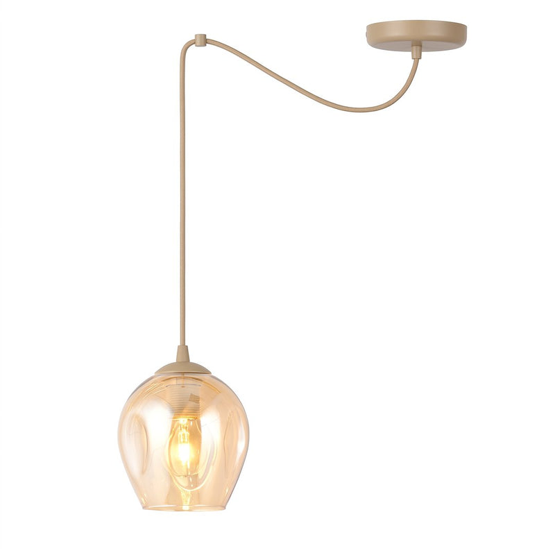 Suspension Level beige, verre ambré