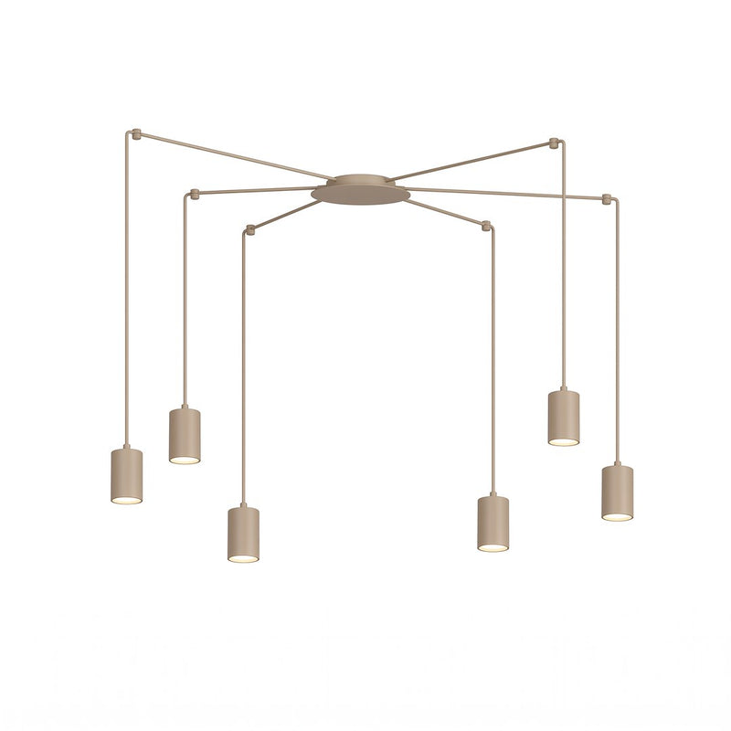 Suspension Traker 6 lumières beige