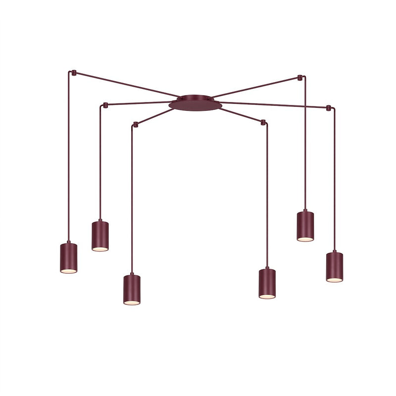 Suspension Traker 6 lumières bordeaux