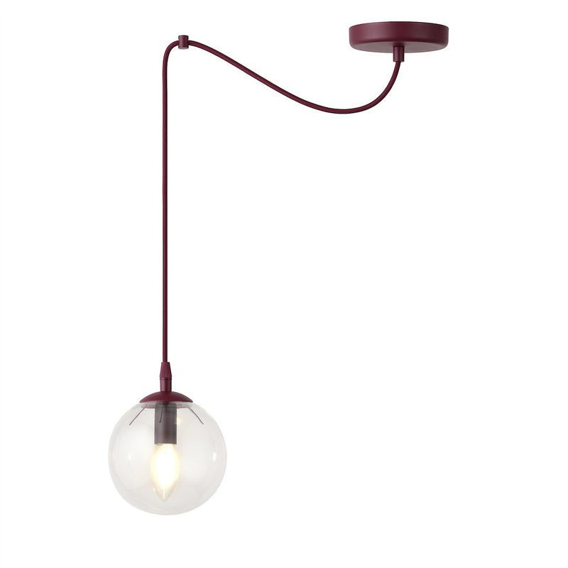 Suspension Gigi bordeaux, verre transparent