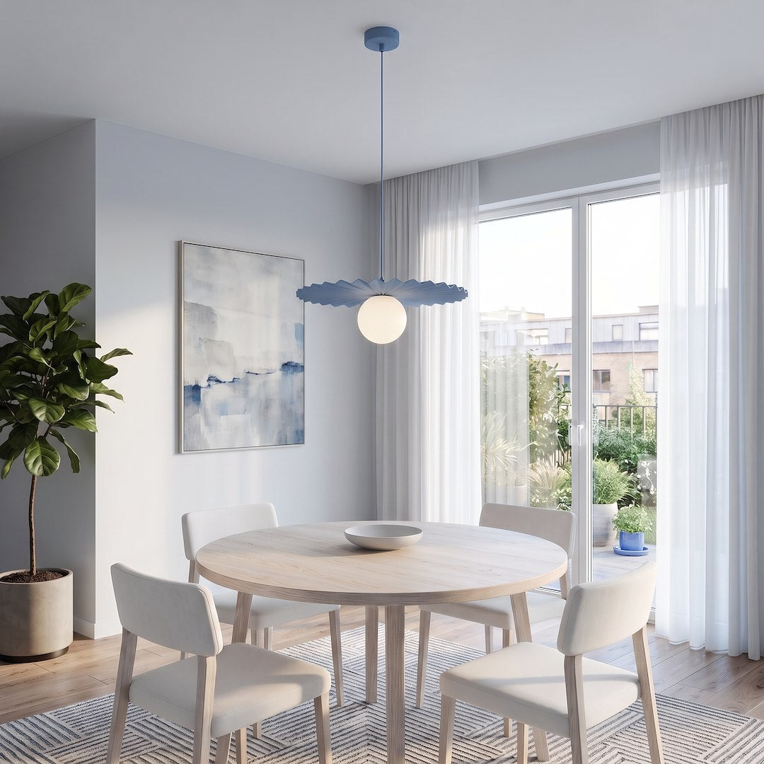 Suspension Umbra bleue, verre blanc