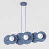 Suspension Umbra 6 lumières bleue, verre blanc