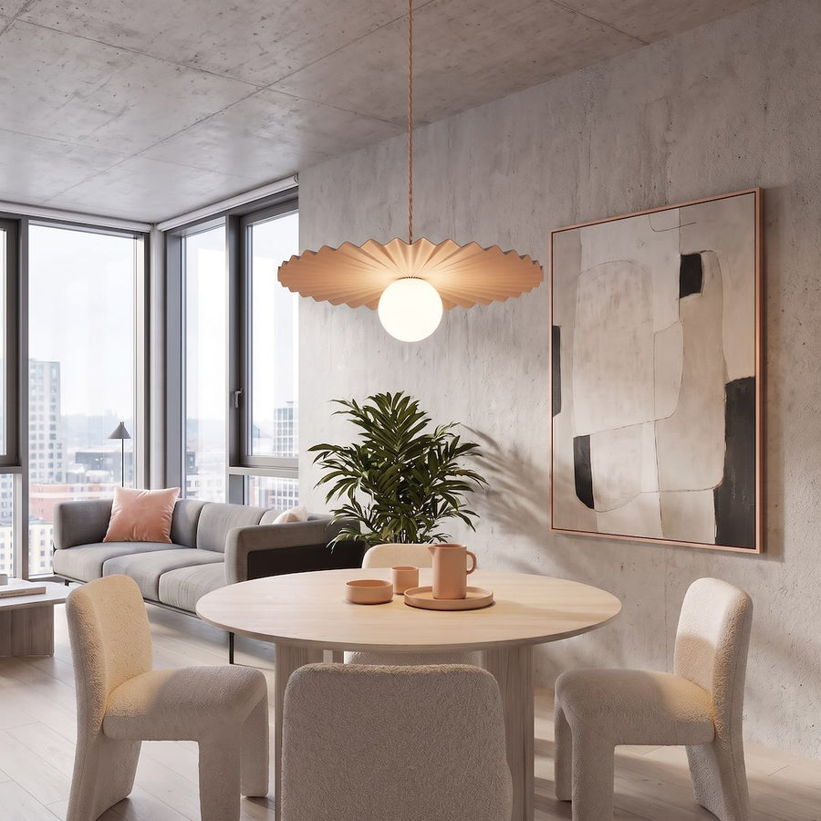Suspension Umbra corail, verre blanc