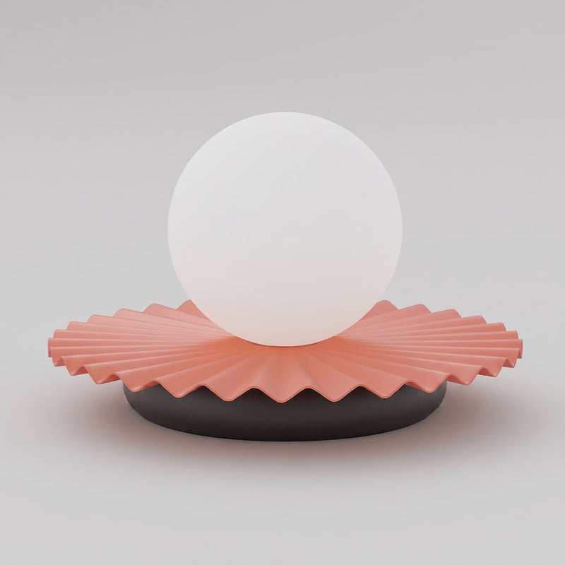 Lampe à poser Umbra corail et noire, verre blanc