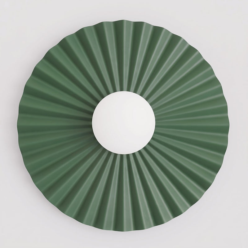 Applique murale Umbra verte, verre blanc, P 35 cm