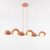Suspension Boom 6 lumières corail, verre blanc